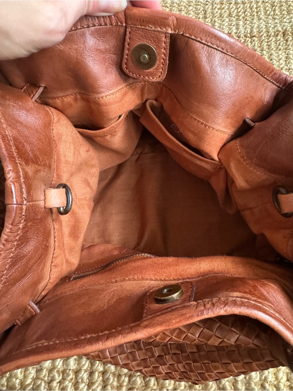Valentina Tan Woven Leather Tote / Cross Body purse - Picture 8 of 14